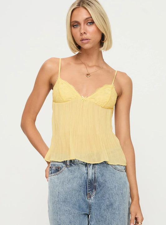 BESJE - LACE TOP YELLOW