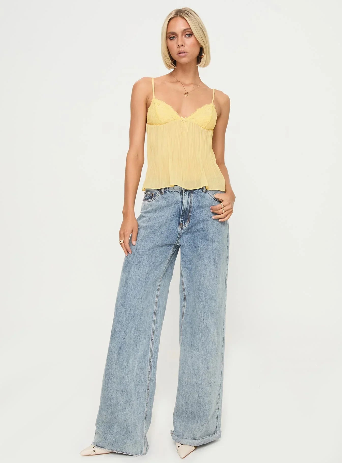 BESJE - LACE TOP YELLOW