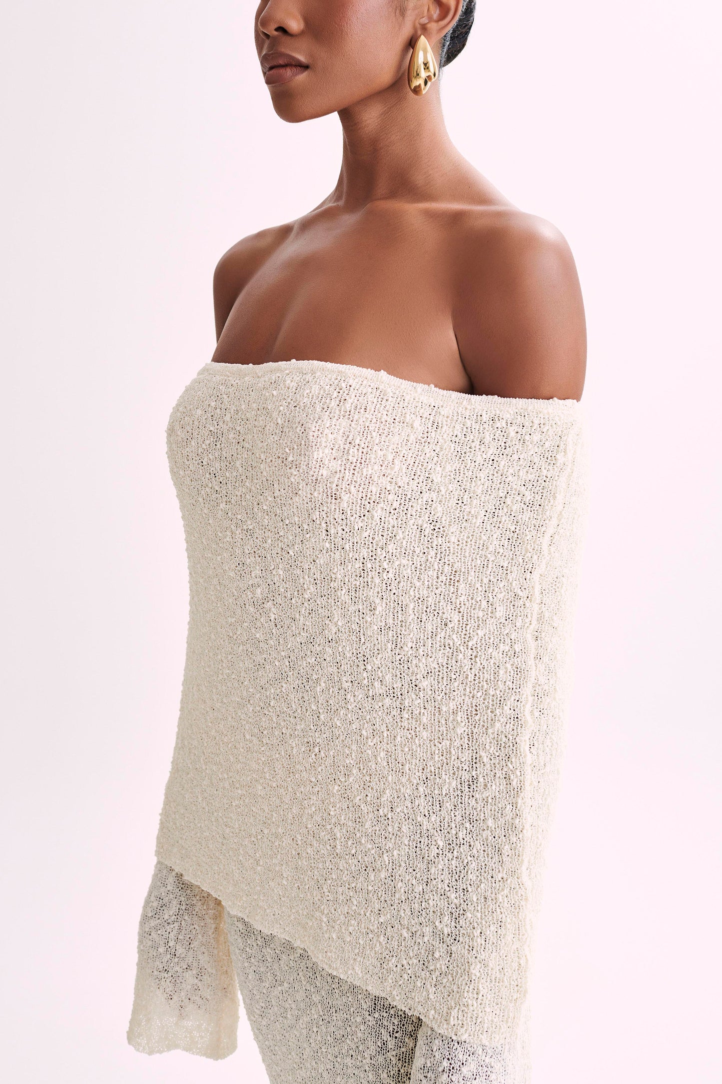 NADIA - OFF-SHOULDER BOUCLE MAXI DRESS