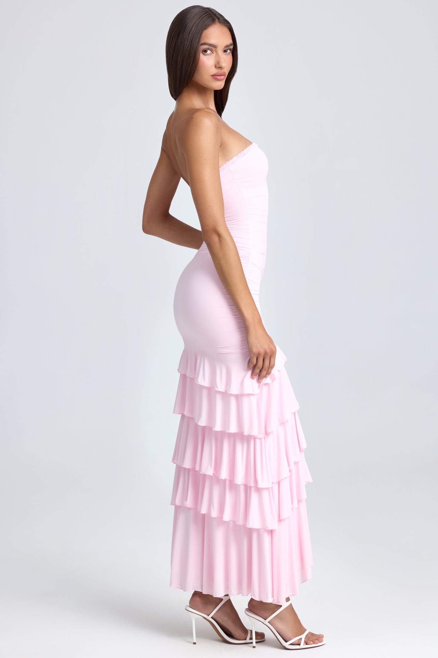 SAINT - BANDEAU RUCHED TRUFFLE MAXI DRESS