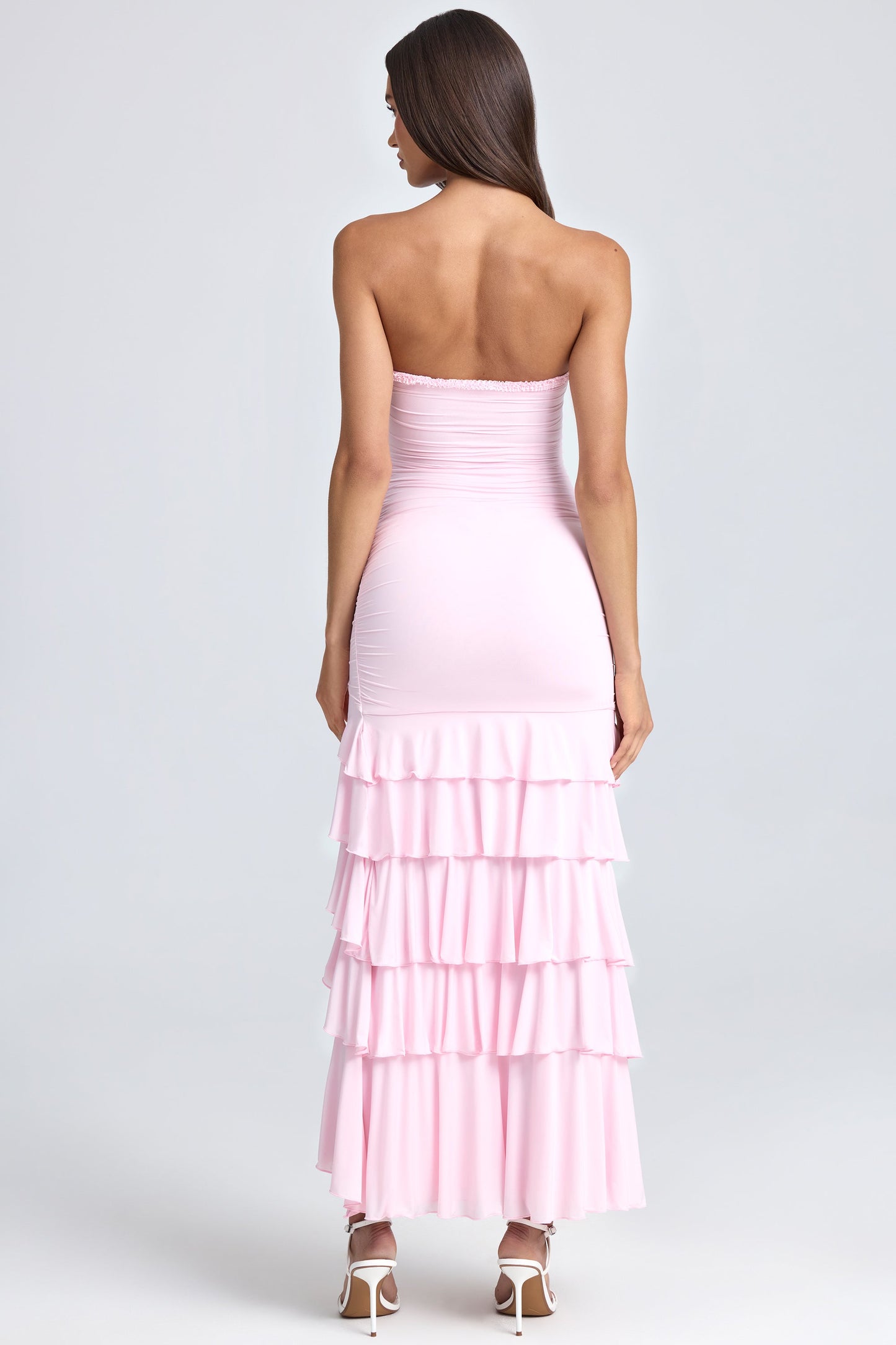 SAINT - BANDEAU RUCHED TRUFFLE MAXI DRESS