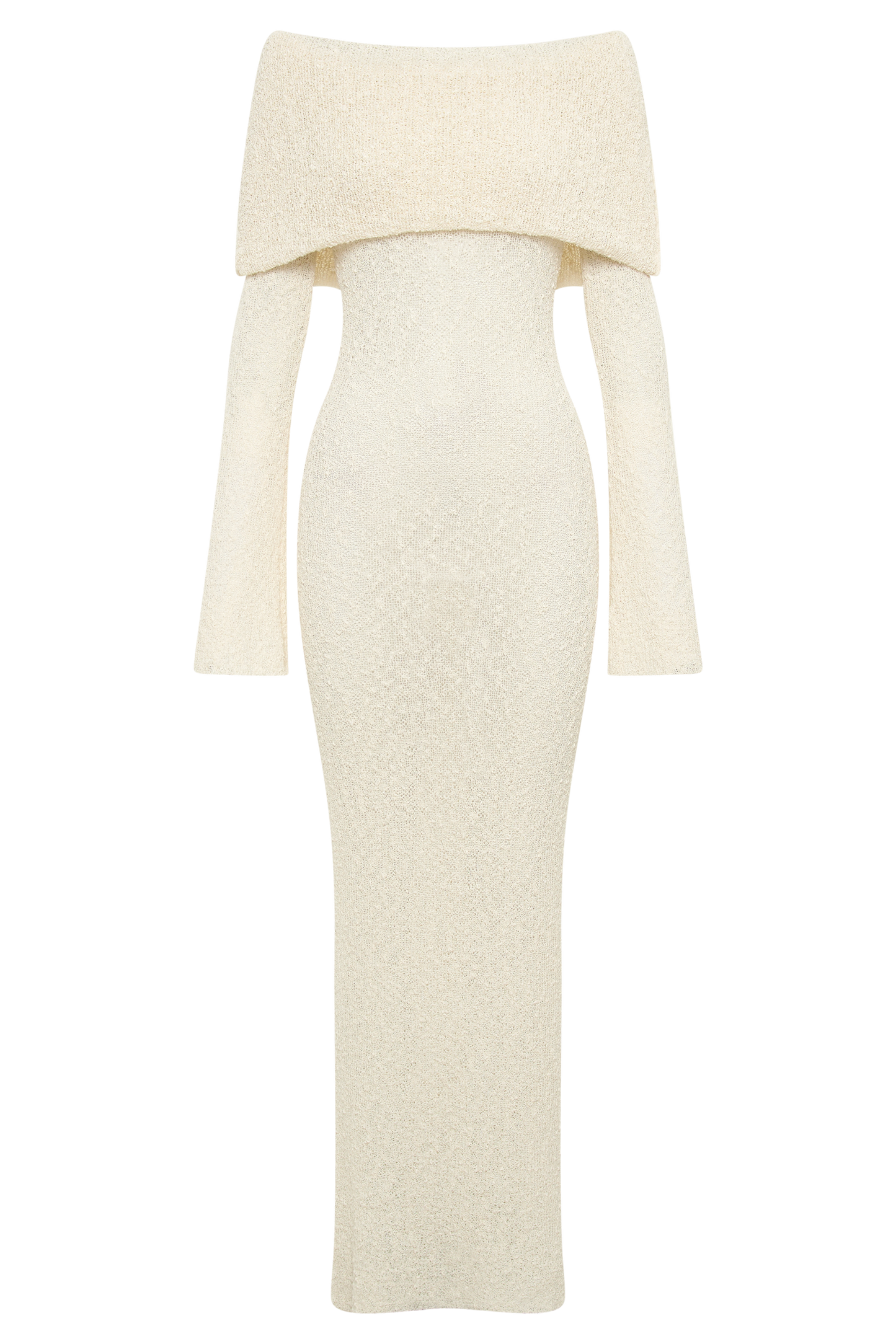 NADIA - OFF-SHOULDER BOUCLE MAXI DRESS